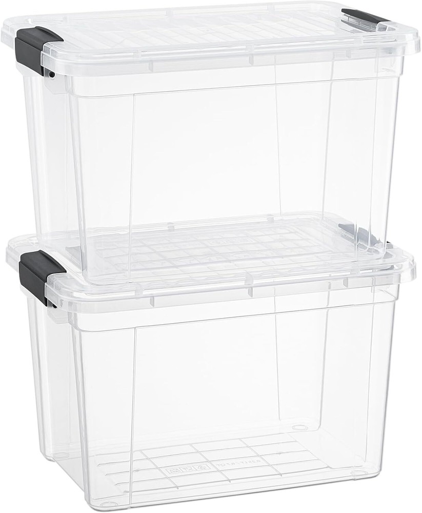 Superio Clear Storage Bins with Lids, 2 Pack- Plastic Storage Boxes - 8.7 Quart