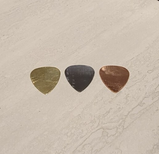 Handmade High Polished Steel Brass And Copper Guitar Pick 3 Pcs Set