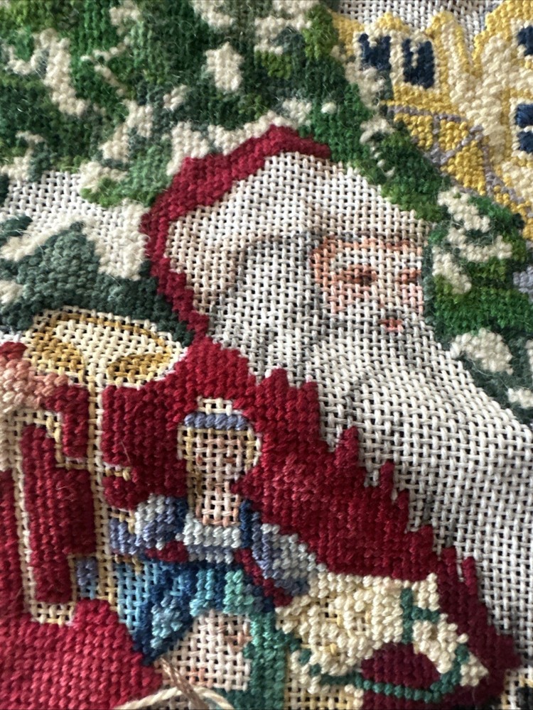 Edie Ginger Hand Painted Needlepoint Stocking CJ129 Victorian Scene Started #4