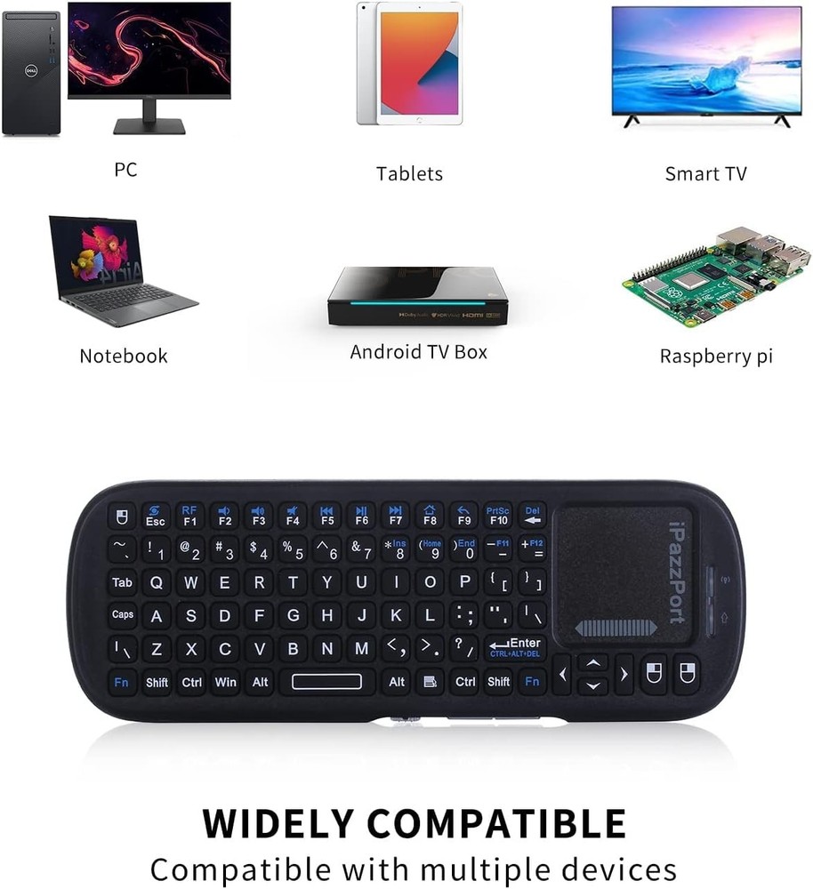 iPazzPort 2.4G Mini Wireless Keyboard with Touchpad Mouse Combo, Lightweight ...