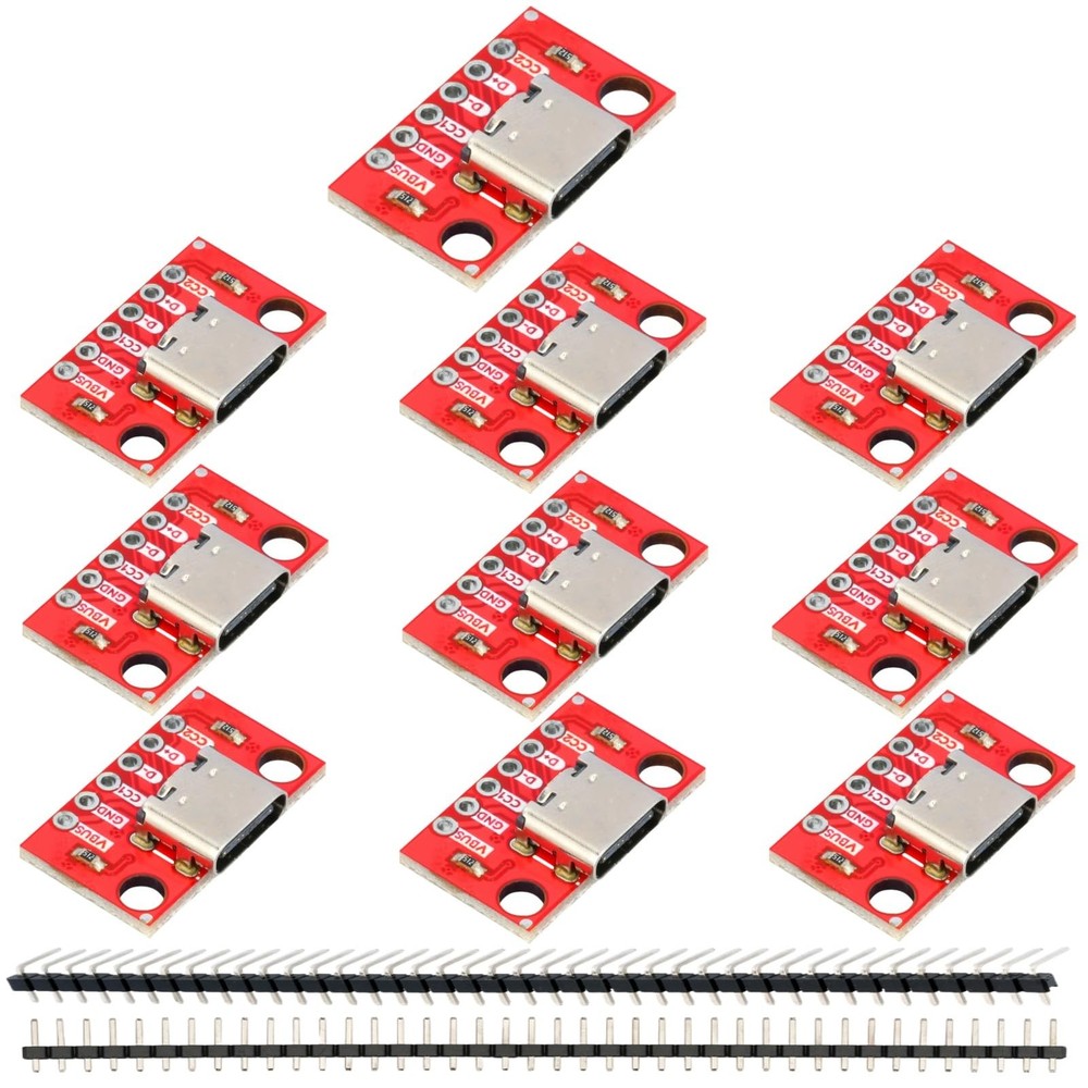 10Pcs USB Type C Breakout Board Serial Basic Female Connector Type PCB Conver...