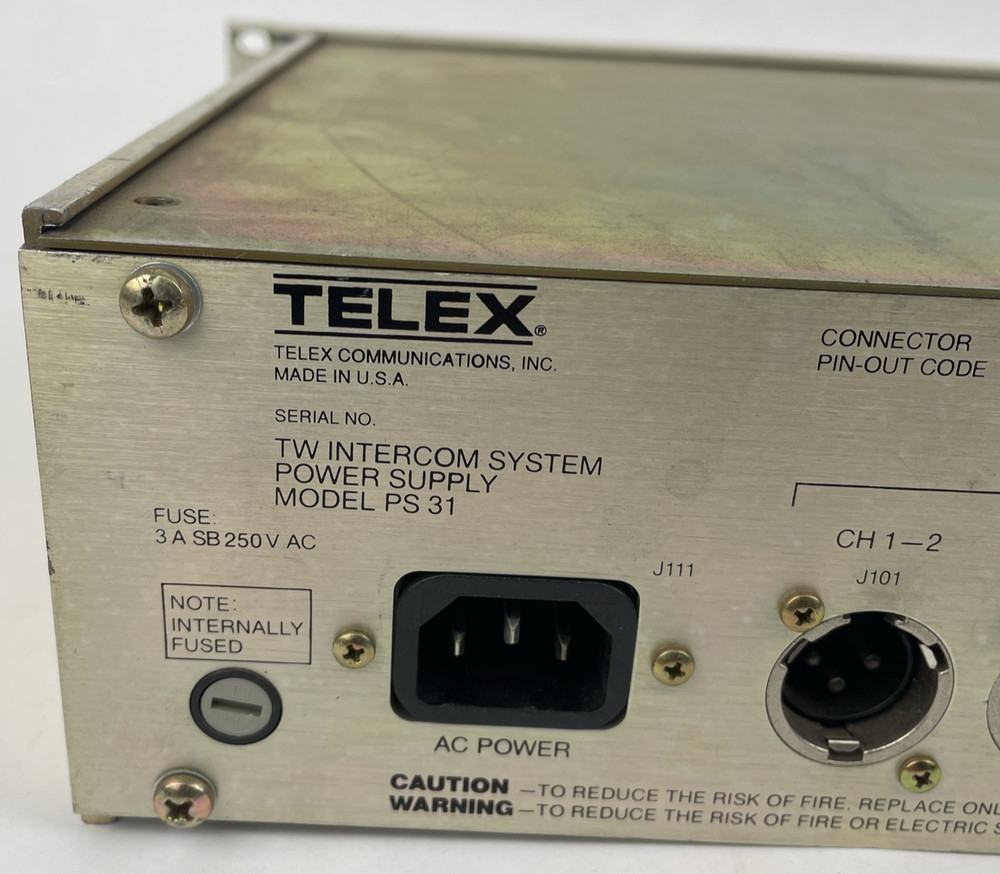PS 31 TELEX RTS SYSTEMS TW INTERCOM SYSTEM Rackmount POWER SUPPLY MODEL : PS31