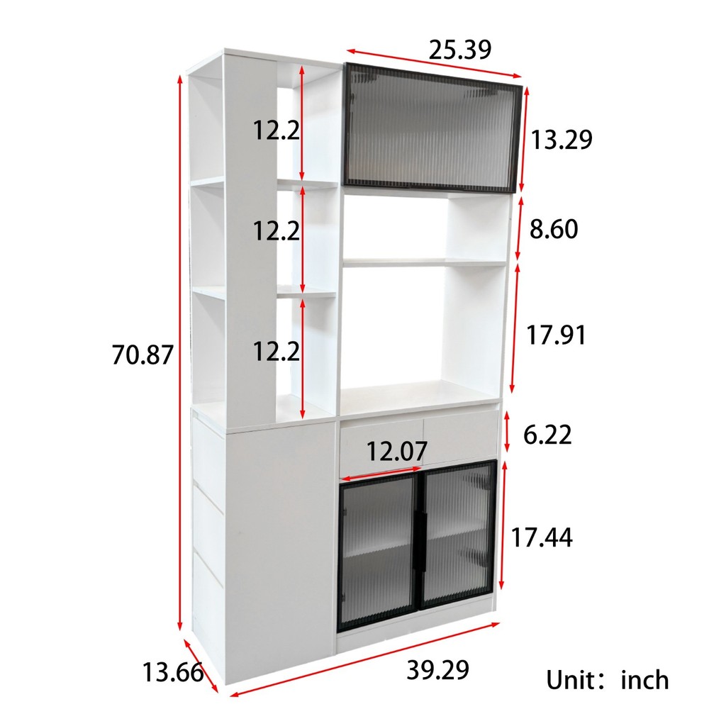 70.87"H Tall Storage Cabinet w/ Multi-functional storage space for Hallway