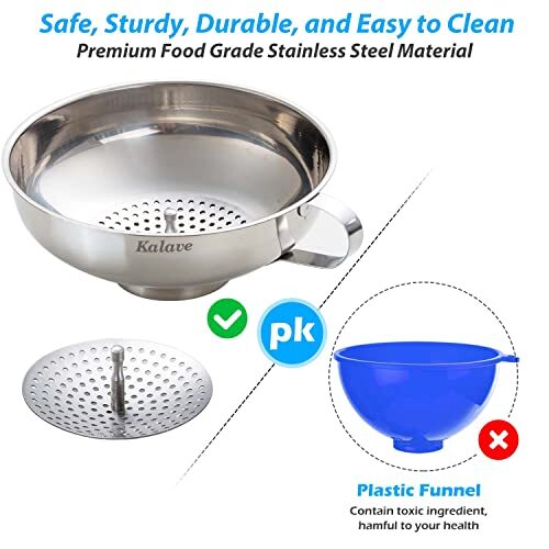 Canning Funnel Food Grade Stainless Steel Canning Funnel Strainer Wide Mouth