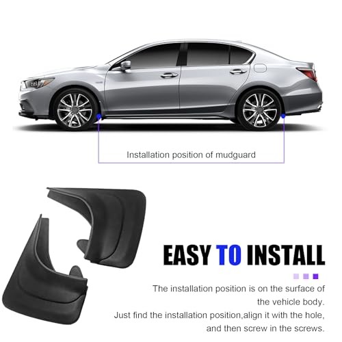 Car Mud Flaps, Splash-Proof Mud Splash Guards Tire Protector, Front 2 PCS Black