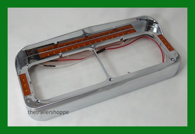 Headlight Bezel Visor Rectangular Dual Light LED Peterbilt Freightliner Kenworth