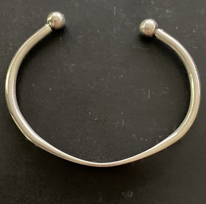 Silver Tone Wellness Cuff Bracelet Pre Owned
