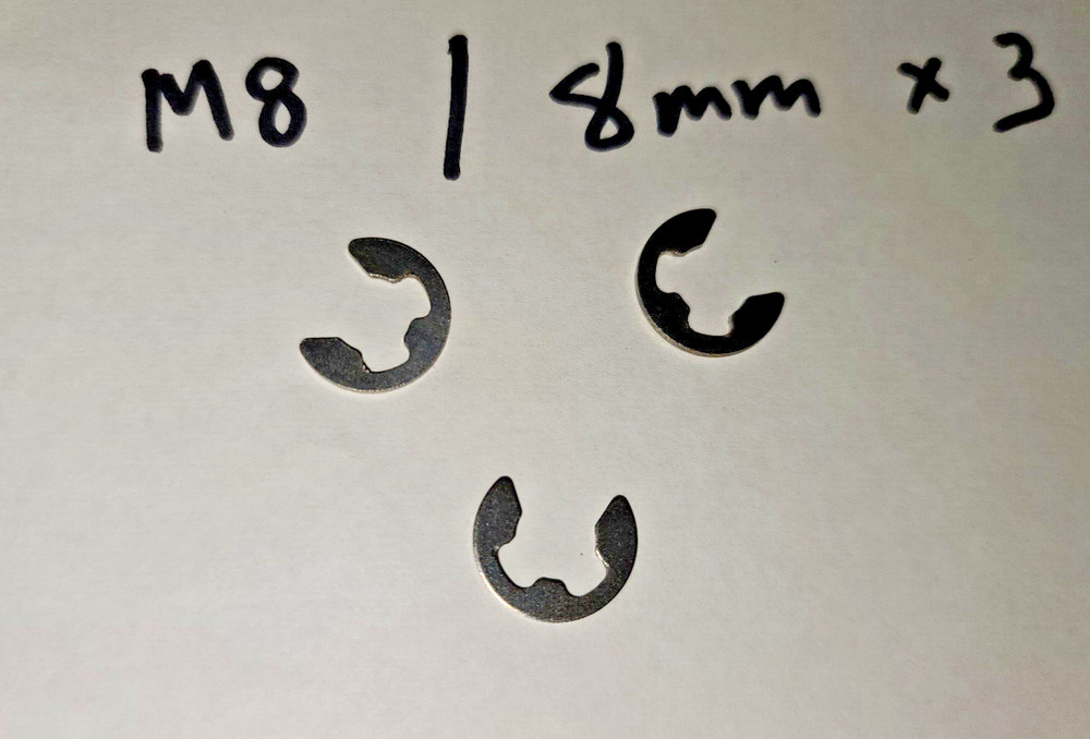 M8 8mm E-Clips Stainless Steel External Retaining Washer C-Clip E Clip (3 Pack)