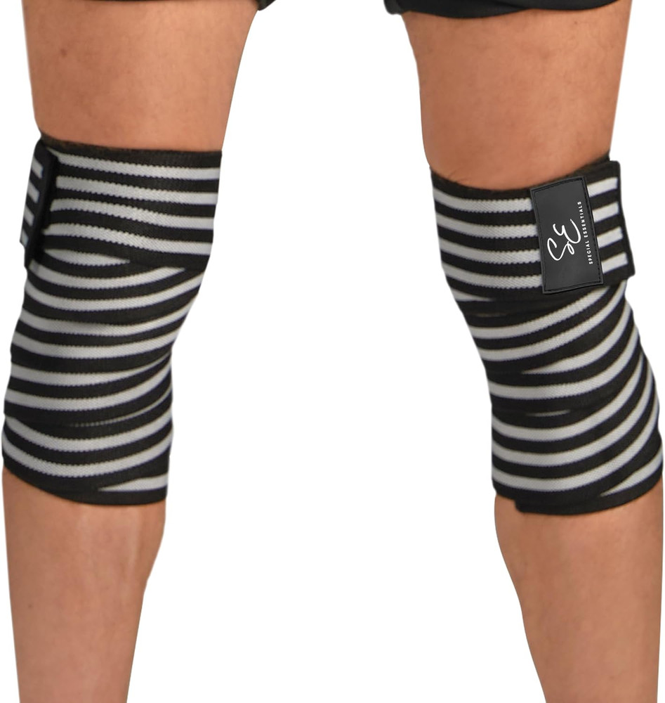 Knee Wraps for Weightlifting with Strap (2 Pack) - 72 Inches Flexible Support...