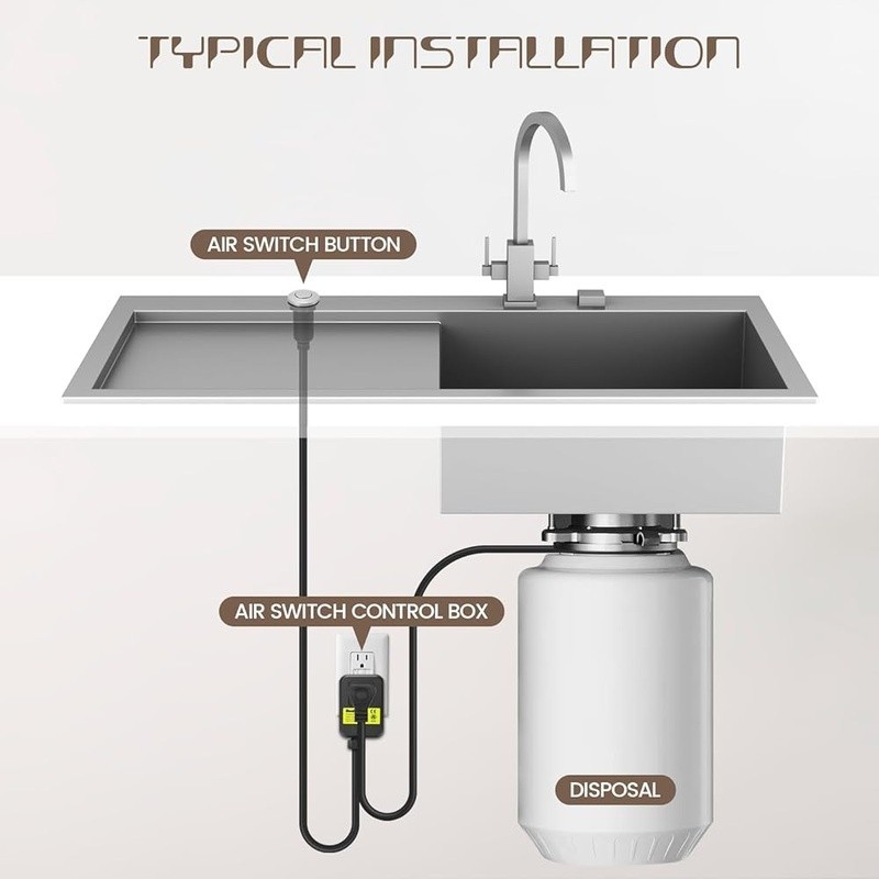 Stainless Steel Air Switch Ultra Thin Easy Install Garbage Disposal Power Module