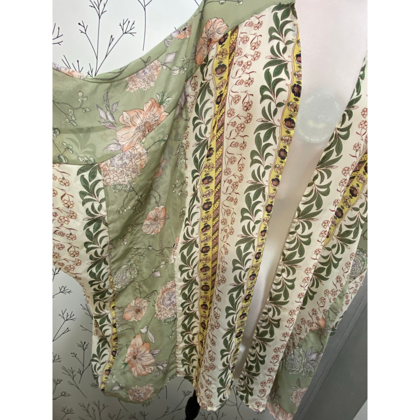 UMGEE Mixed Print Floral Kimono Flowy Chiffon Short Sleeve MEDIUM LARGE Boho