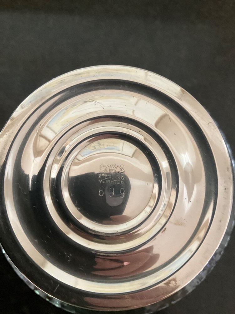 Crystal Candy or Compote Dish With Weighted Sterling Silver Base