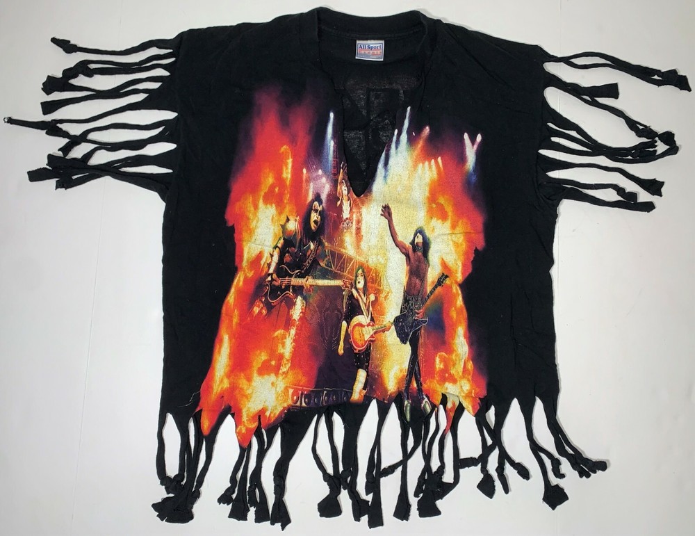 VTG KISS Virginia Beach 2000 Fringe Rock Band Concert Tour Tee T-Shirt Top L 44