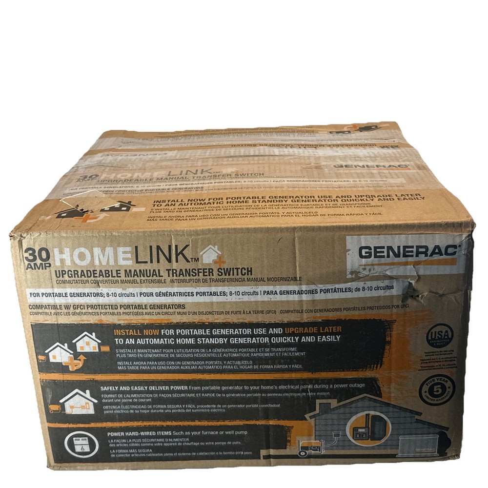 Generac 6854 Generator Transfer Switch 30A 8-Circuit G0068541 Home Link
