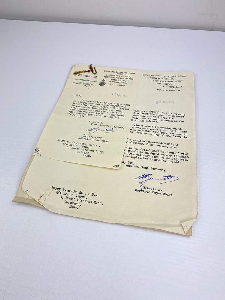 1949 Commonwealth Relations Office Letter Ephemera