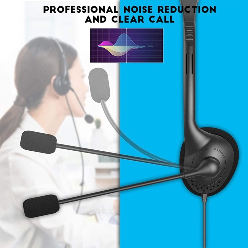 Headset with Microphone Lightweight Call Center Wired Headset for PC/Computer