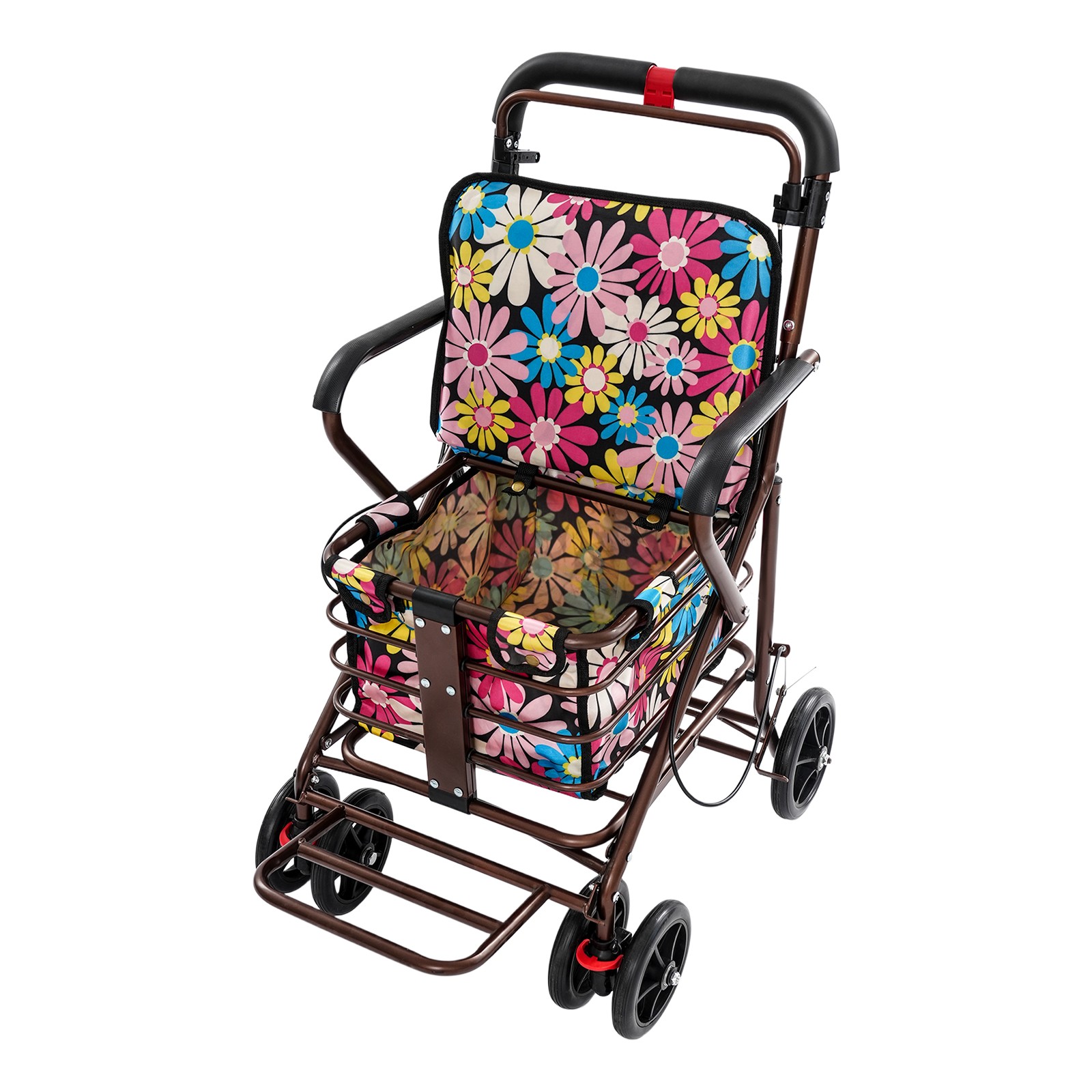 Foldable Shopping Cart, Shopping Cart with Seat for Elder Kids Max 100kg