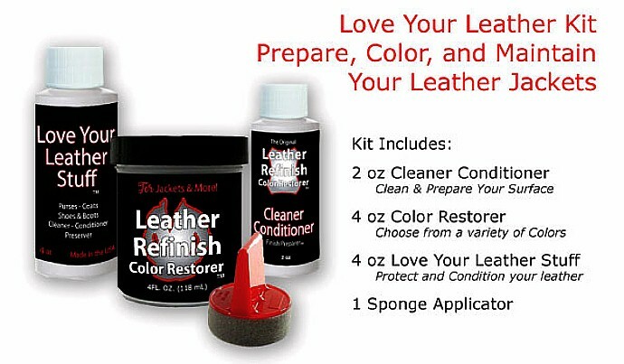 Leather finish color Restorer ® ~ Black Jacket Kit ~ Complete ~ 4 pc 4 oz kit