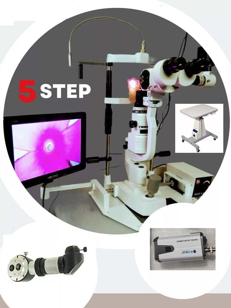 SLIT LAMP HAAG STREIT TYPE 5 STEP, APPLANATION TONOMETER BEAM SPILTTER & CAMERA