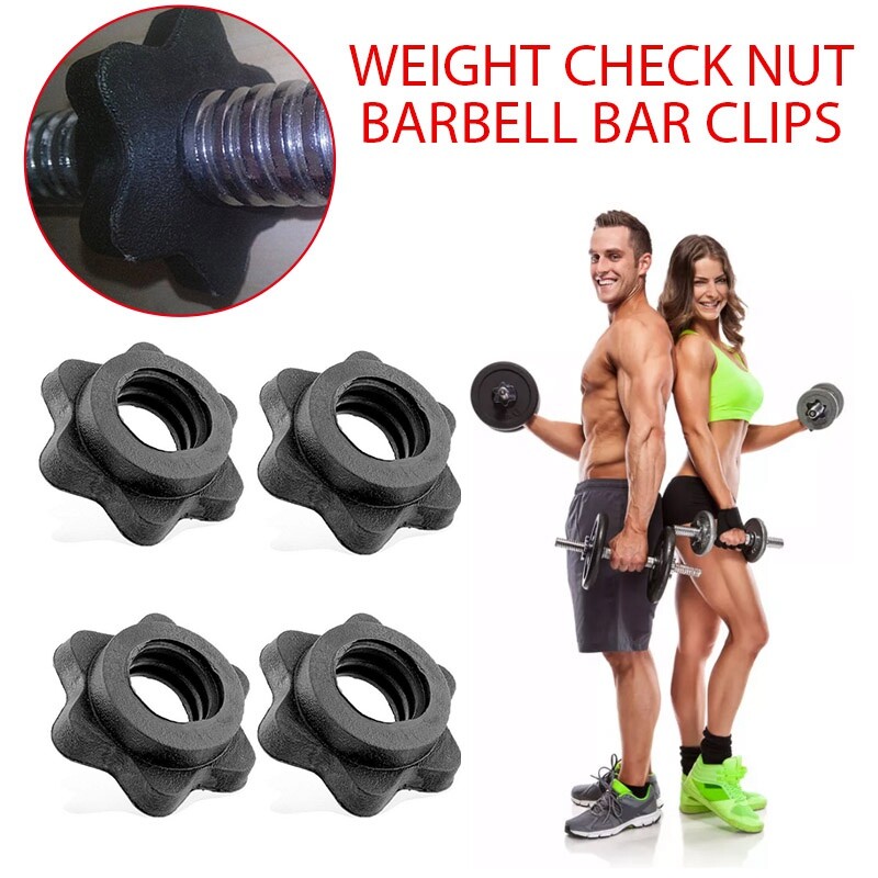 4PC Weight Check Nut Barbell Bar Clips Spin Lock Screw Dumbbell Spinlock Collars