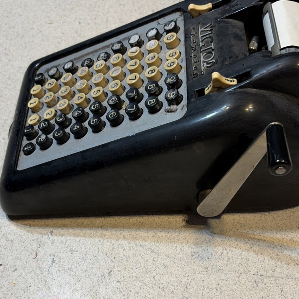 Victor Champion Vintage Mechanical Adding Machine Black