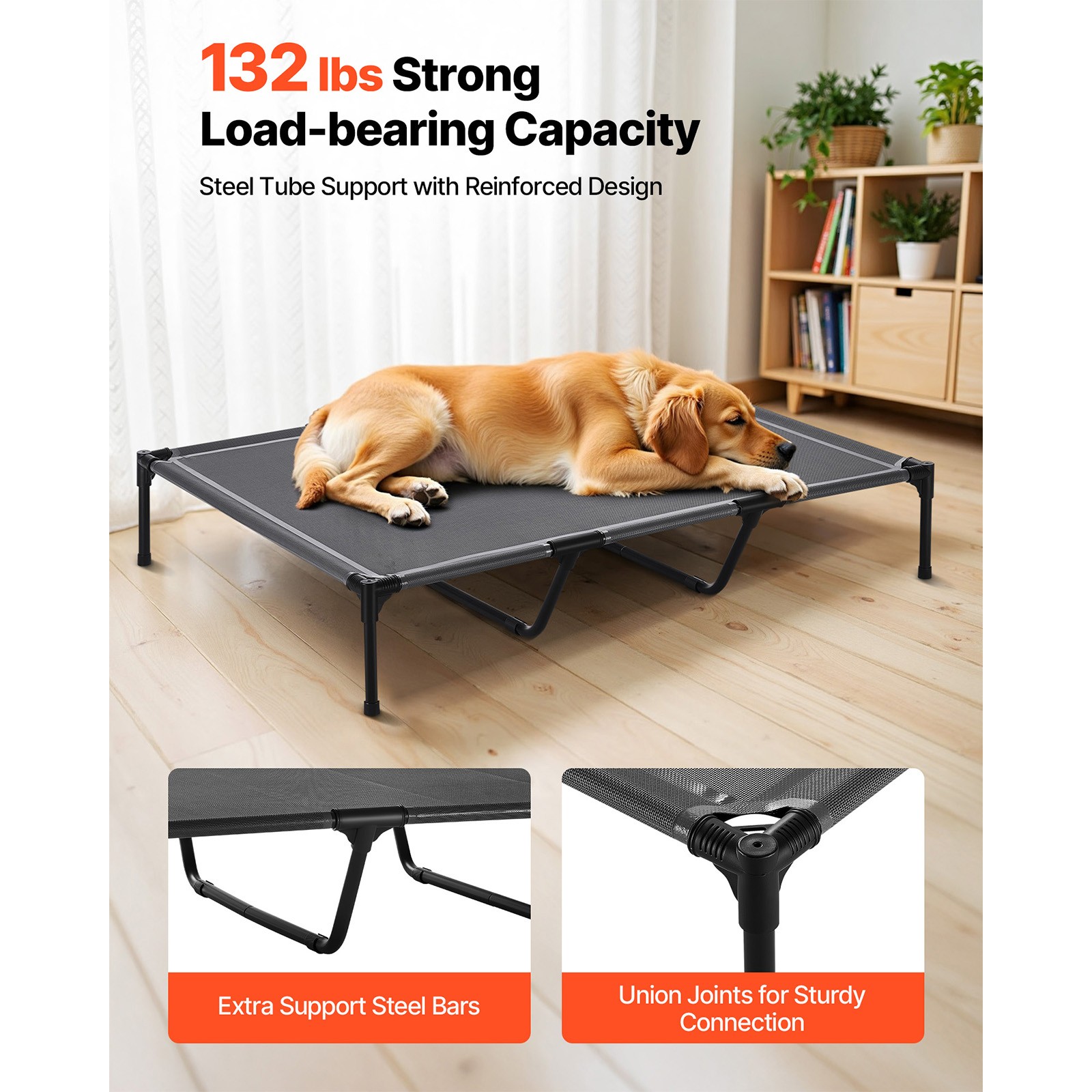 Uimoso Elevated Dog Bed for Large Dog Portable Raised Dog Cot w/ Metal Frame XL