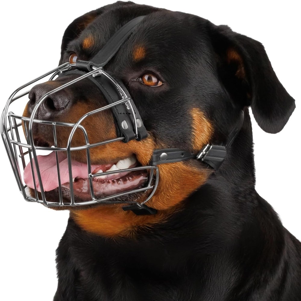 Leather Straps Dog Muzzle Stainless Steel