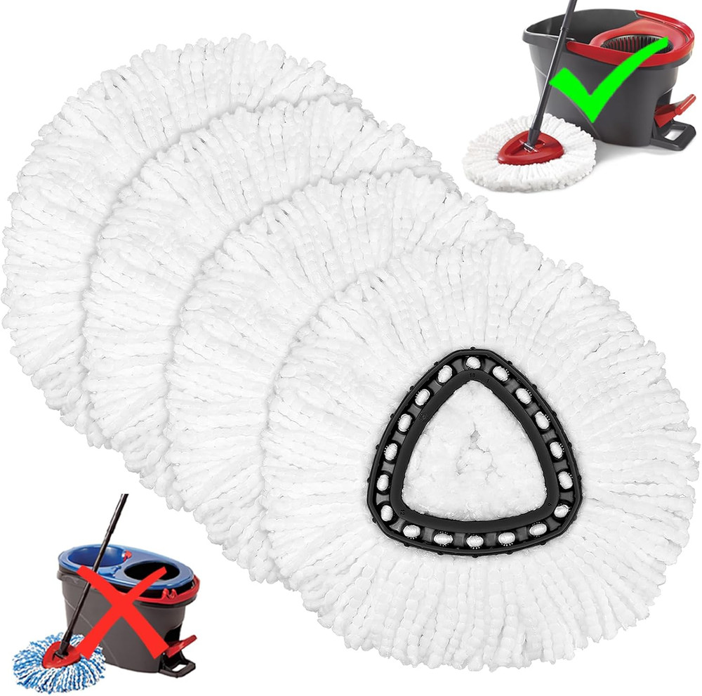4 Pack Mop Heads Replacements for O-Ceda Easy Wrin Spin System, Microfiber Re...