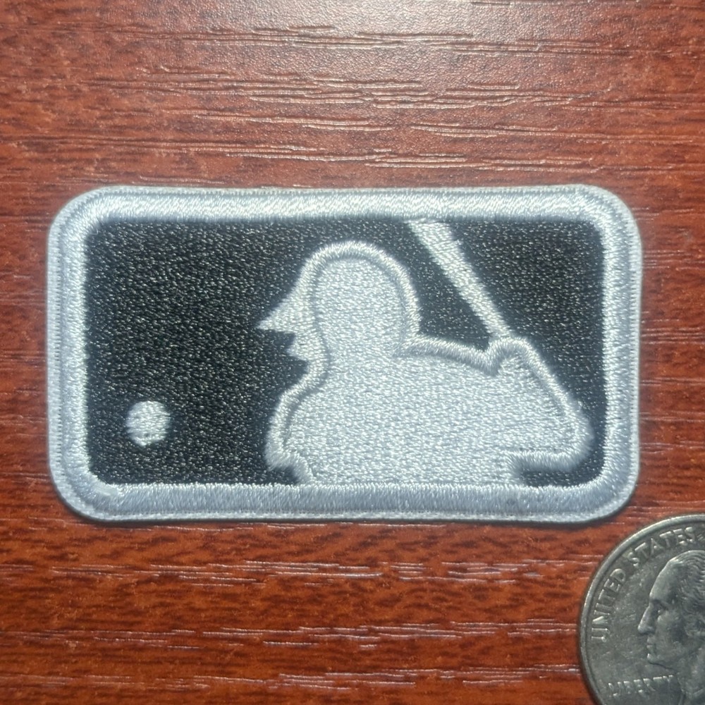 MLB Baseball Logo Black White Patch Embroidered Iron On Small Patch 2.25x1.25"