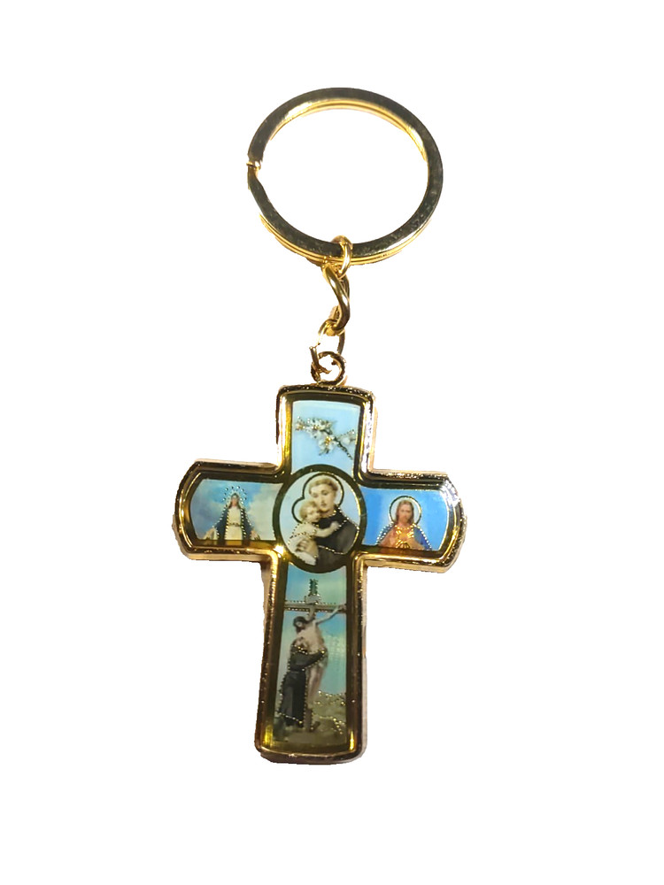 Religious Cross Saints Gold Tone
