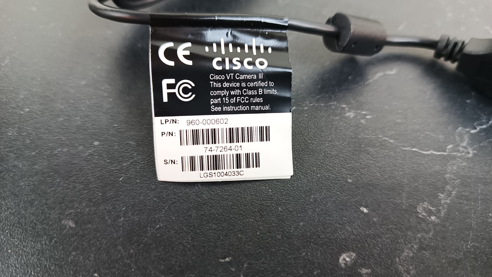 Cisco CUVA-V3 VT Camera III Logitech QuickCam Pro 9000 Webcam 74-7264-01