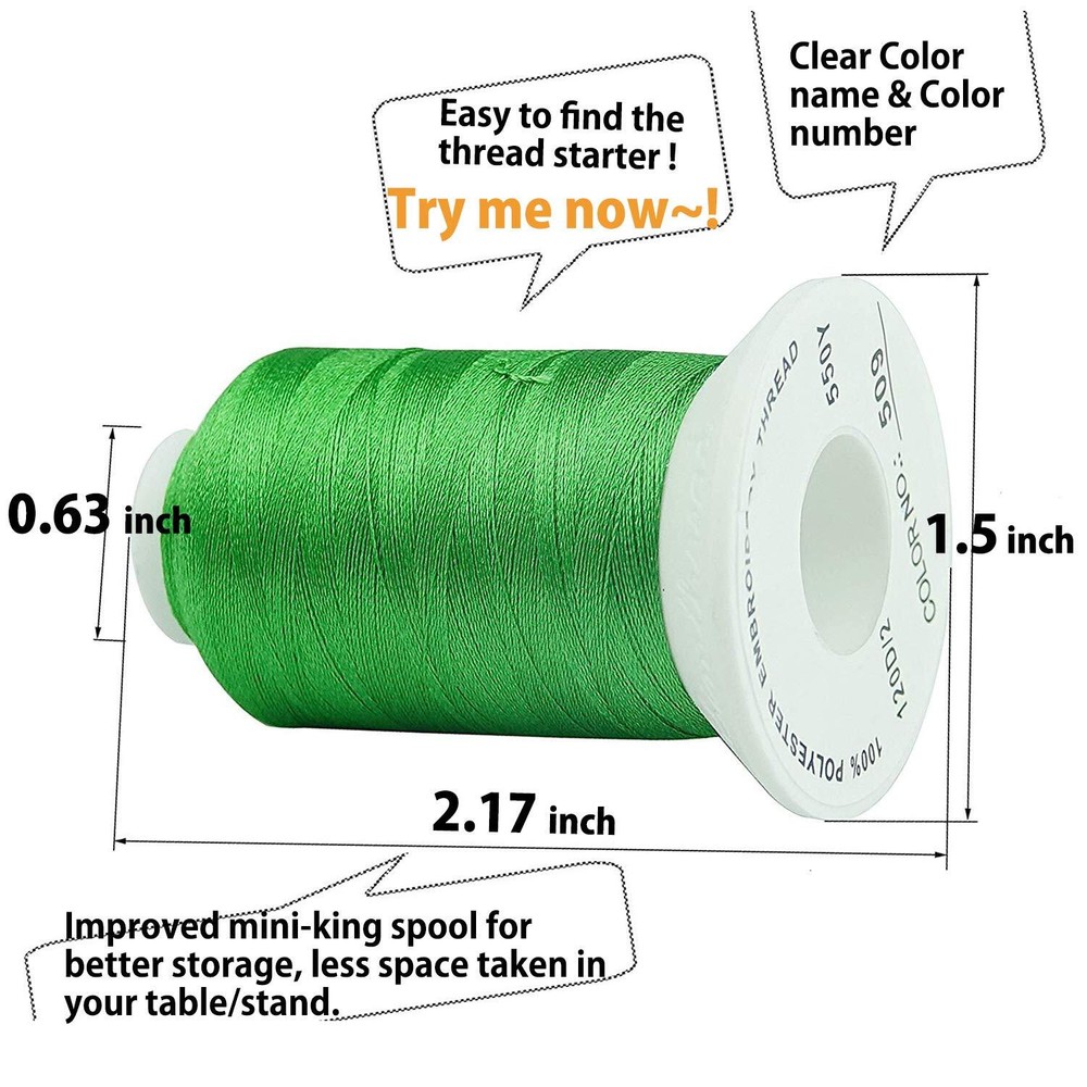 Simthread 120 Madeira Colors Polyester Machine Embroidery Thread Kit 550Y500M...