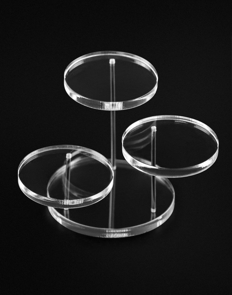QWORK Round Acrylic Products Display Riser Stands, 3 3 Tier, 2 Pack, Clear