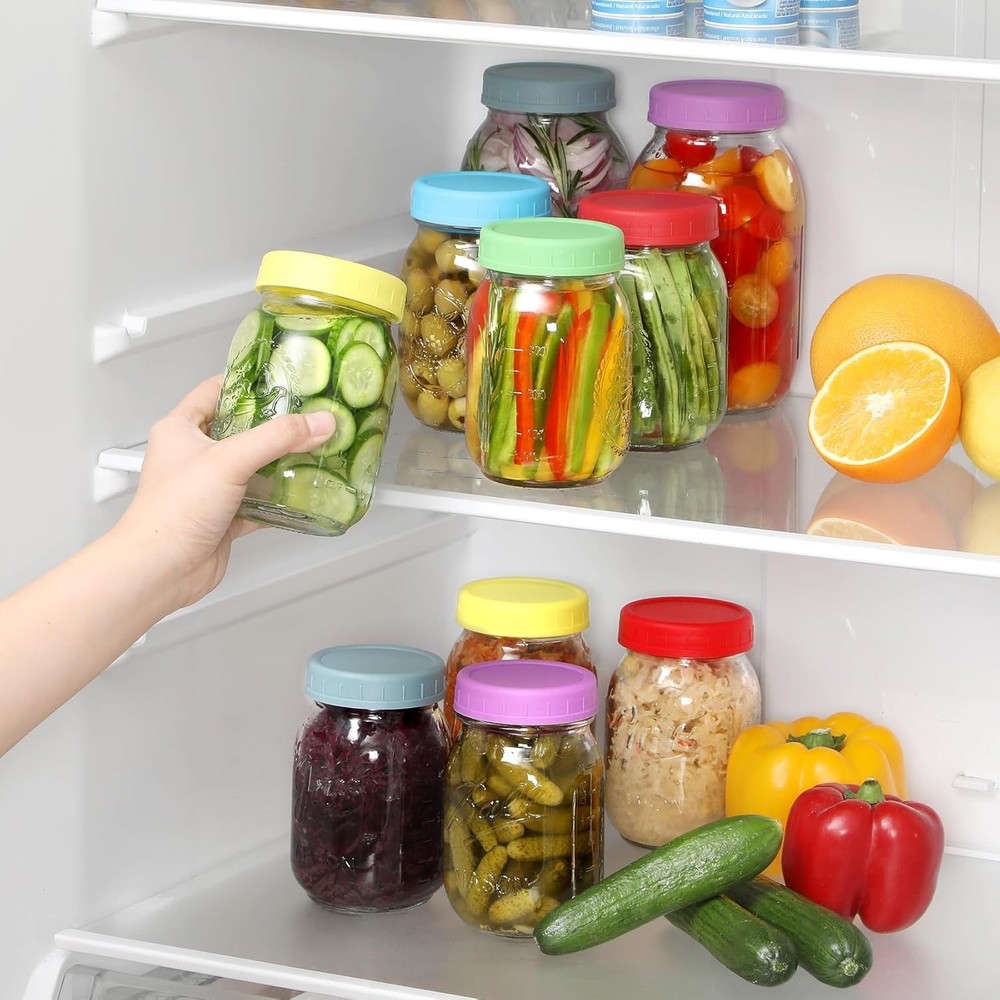 12 Pack Plastic Mason Jar Lids - Multicolor & Dishwasher Safe for Kitchen Use