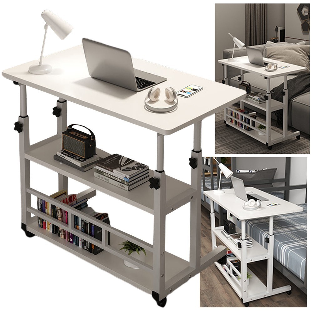 Adjustable Bedside Laptop Desk Multi-Layer Storage Height Adjustable Laptop Desk