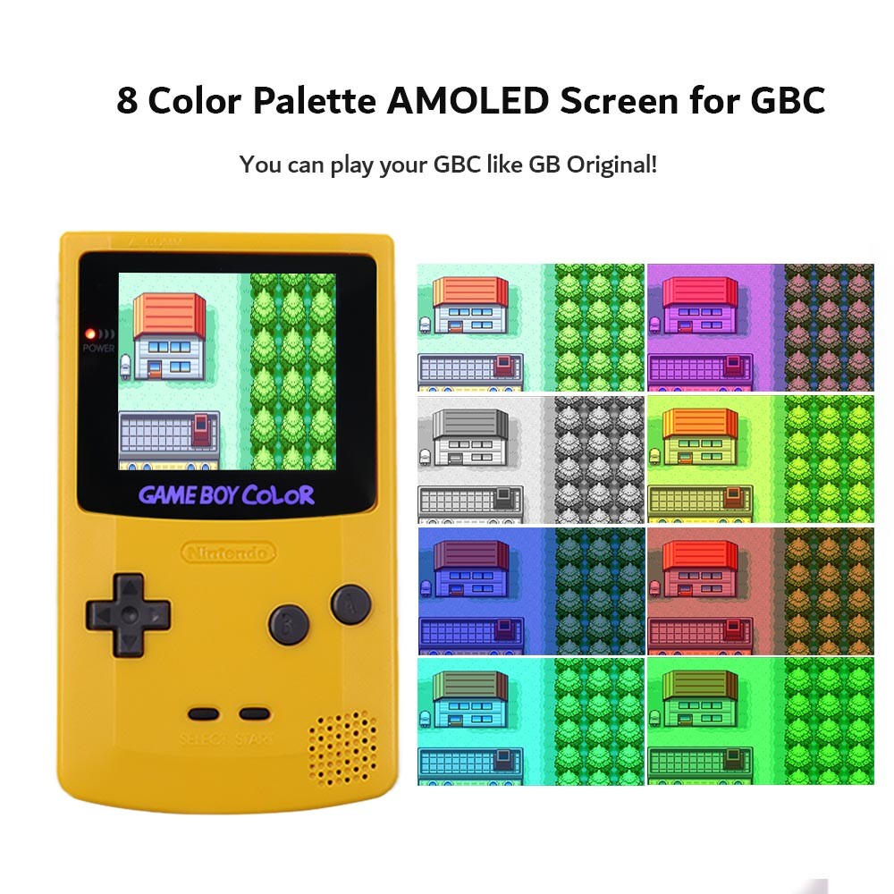 Touch Laminated OLED Screen AMOLED Screen+Pre-cut Case W/1500mAh Battery For GBC