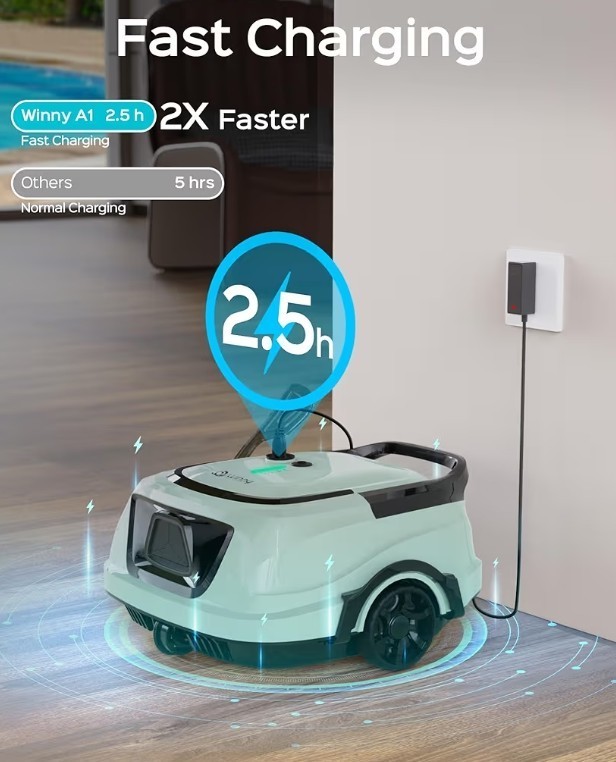 Cordless Robotic Automatic Pool Vacuum Cleaner Dual Layer Filter 1076 Sq.ft BNIB