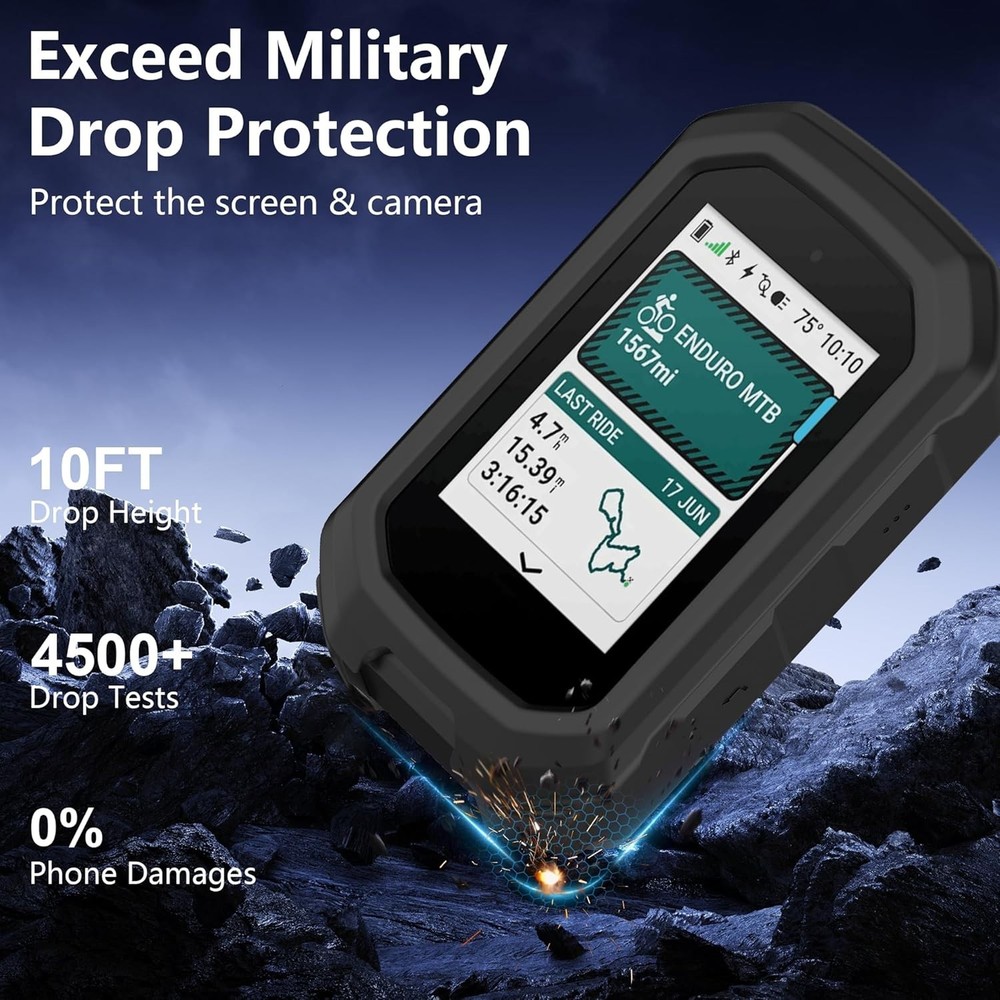 Essential Black Silicone Case with Screen Protector for Garmin Edge MTB - 2 Pack