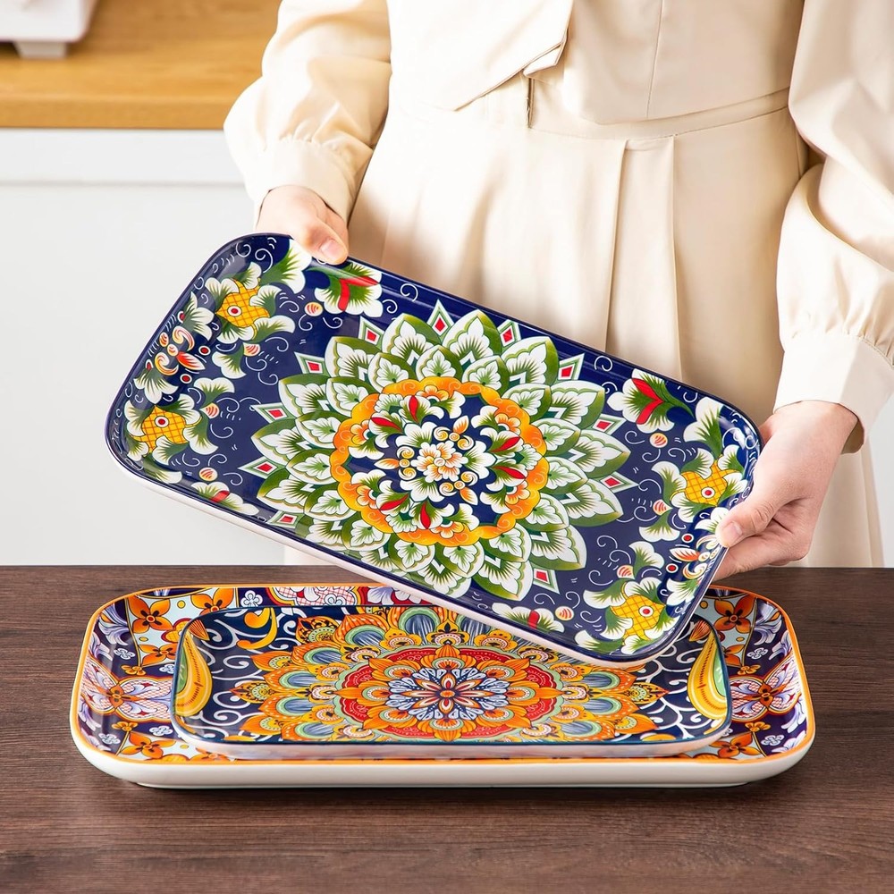 Serving Platters Set of 3 16"/14"/12" Inch Rectangular Trays Serving Platter