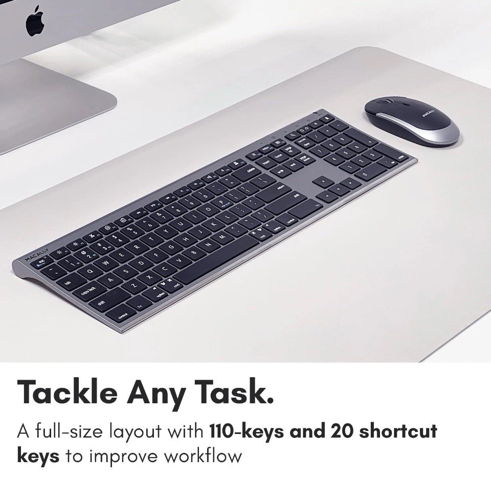 Space Gray Wireless Keyboard and Mouse Set for Mac Bluetooth Multi Device Com...