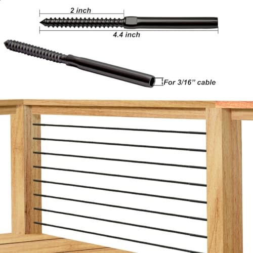 Black Cable Railing Hardware Kit, for 3/16" Cable Railing System for Wood