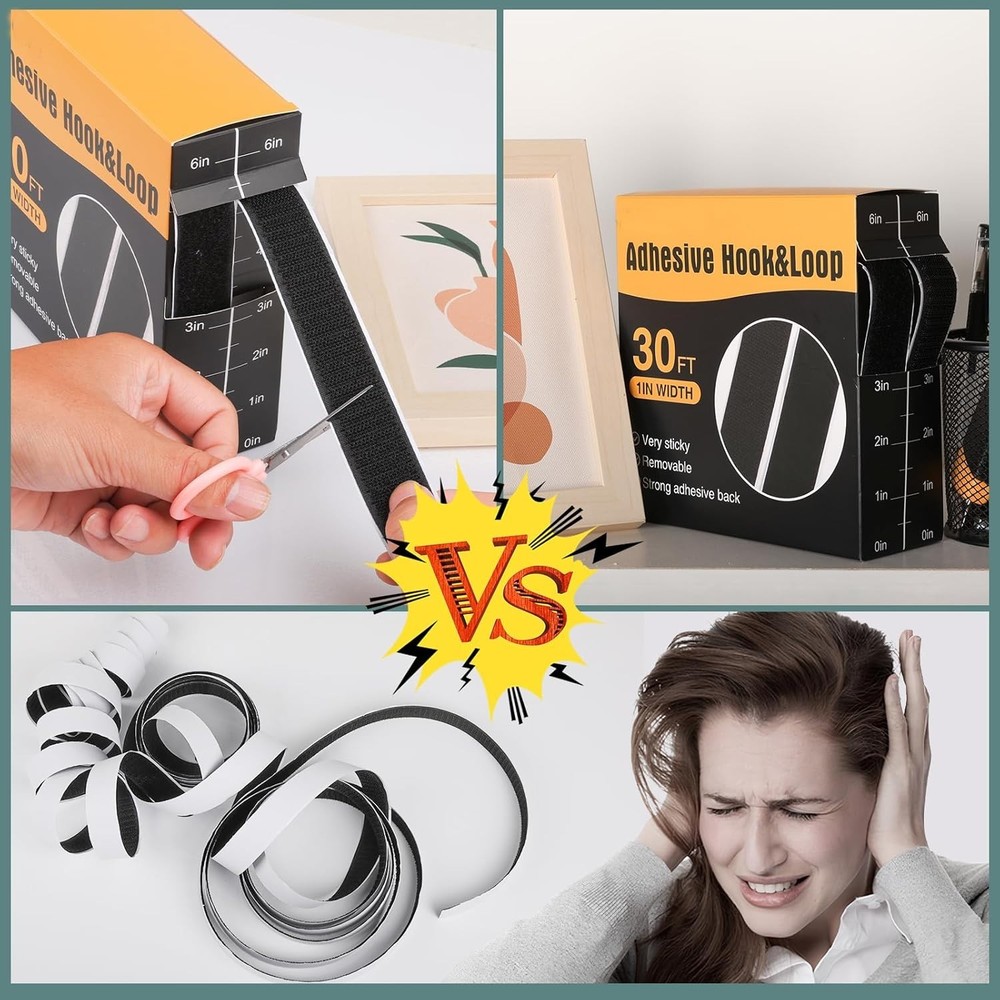 Versatile 30FT x 1 Inch Nylon Hook and Loop Strips – Adhesive Solution for Home