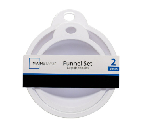 Mainstays 2-Piece Kitchen Funnel Set, White, Plastic