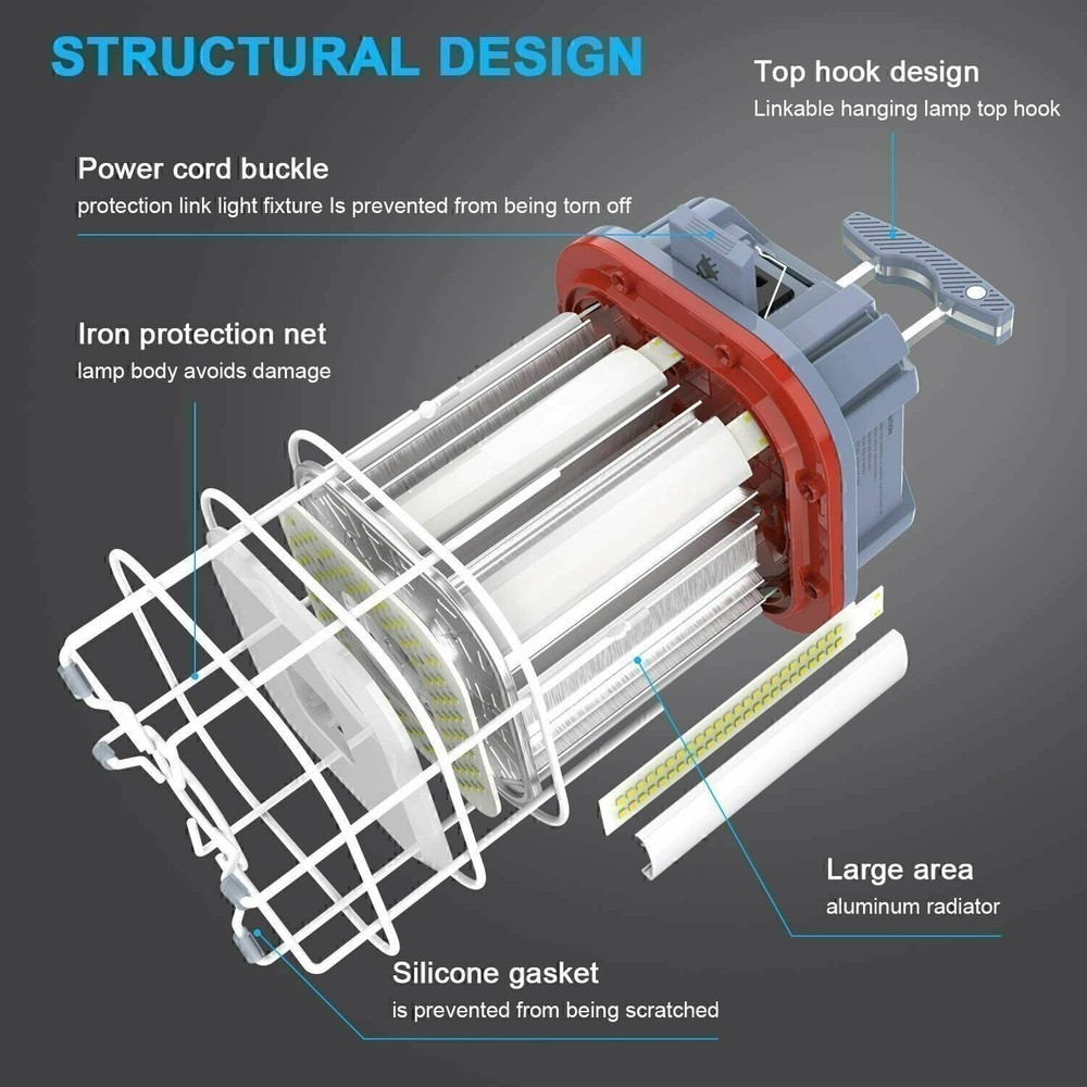 LED Temporary Work Light 100W Equiva 400W Linkable LED Construction Lights 5000K