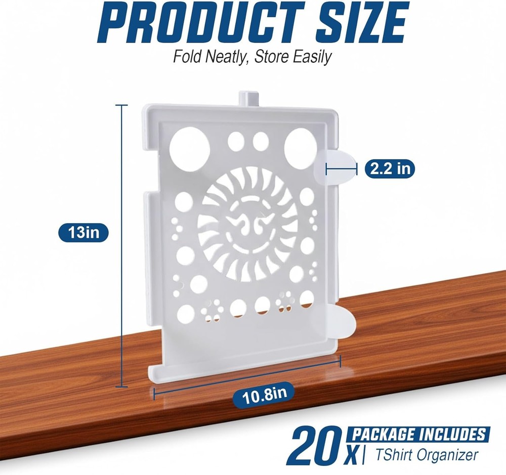 Tshirt Organizer Closet Storage Shelves Bedroom Stackable 20-Pack