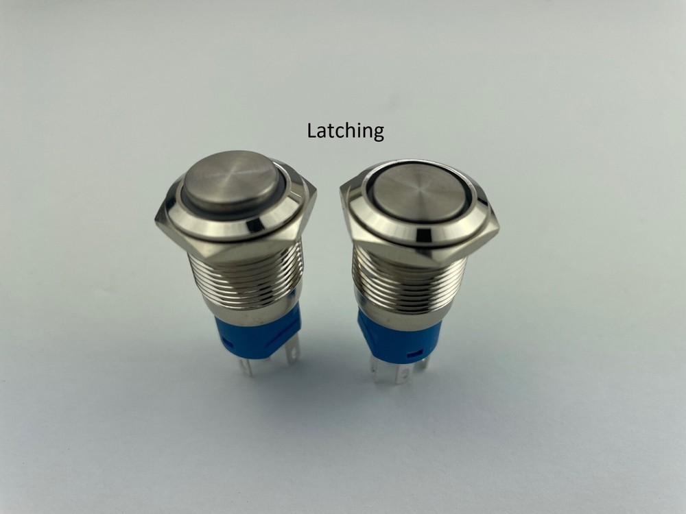 16mm 12V LED High Head Push Button Switch Latching/Momentary with Wire Socket