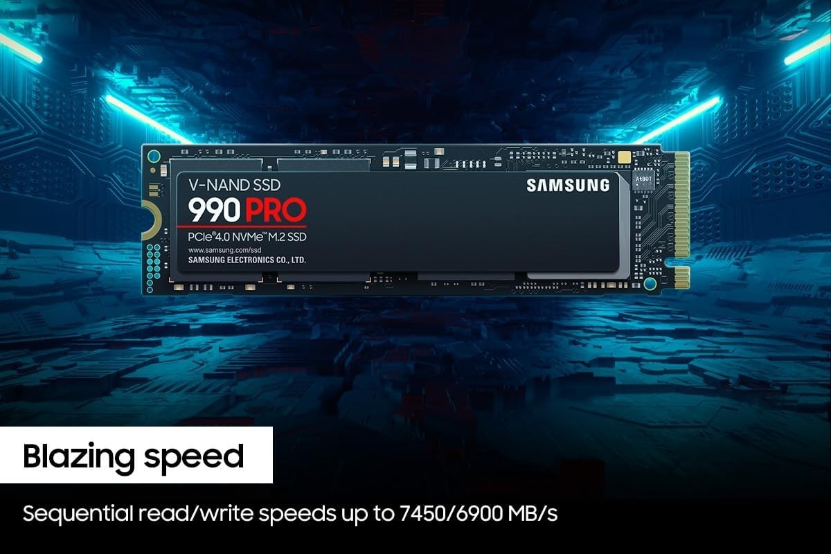 Samsung 990 PRO SSD 4TB PCIe 4.0 M.2 2280 Internal Solid State Hard Drive, Seq.