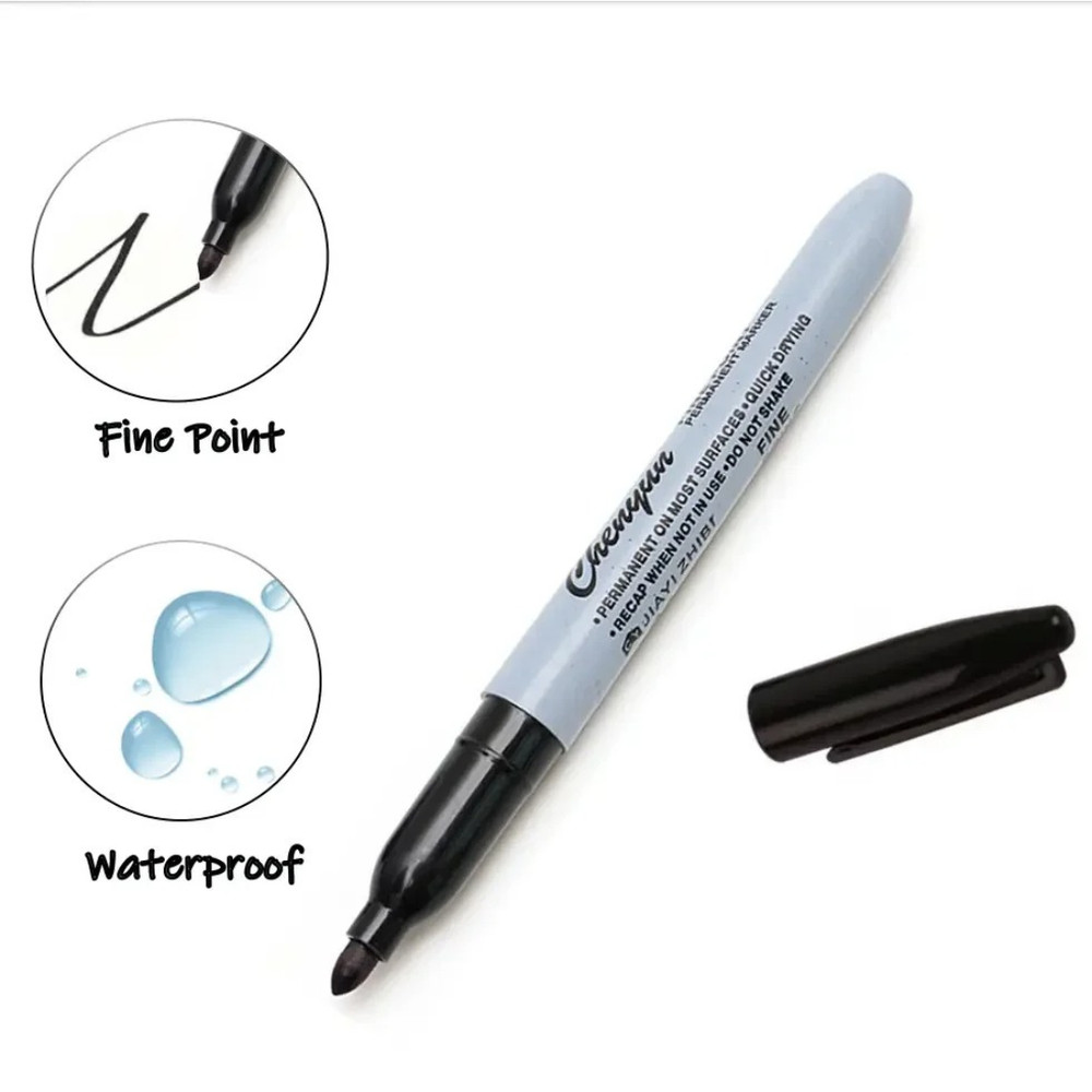 12pcs Black Permanent Markers Fine Tip Bold Ink Smooth Writing