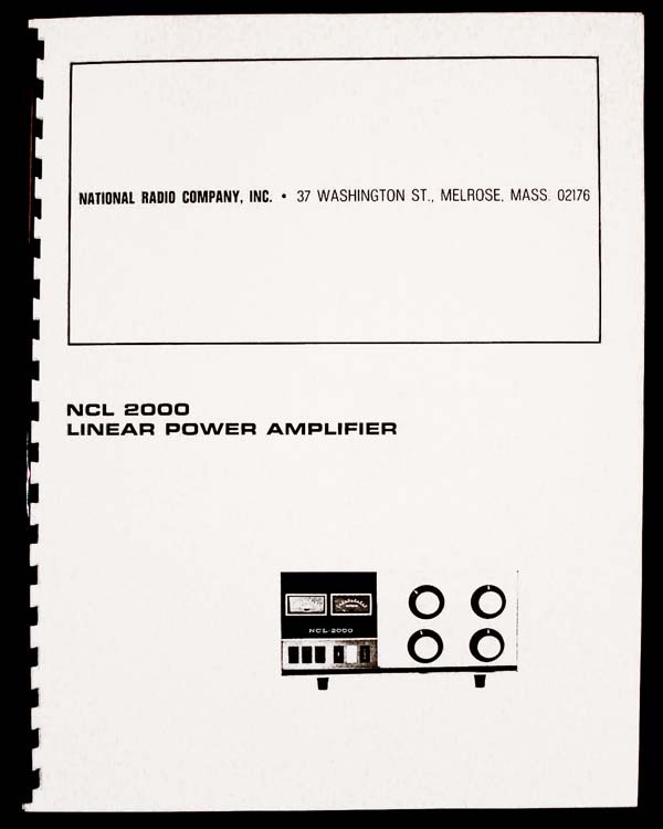 National NCL-2000 NCL 2000 Linear Amplifier Manual