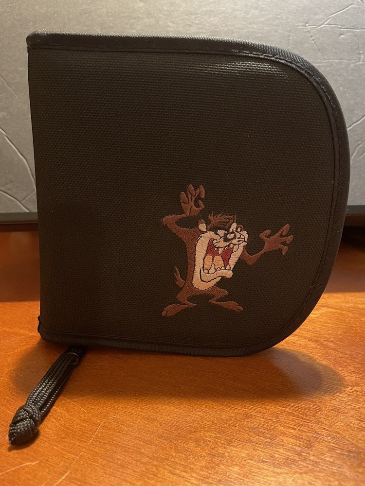 Black 12 CD Case embroidered Tasmanian devil On Front